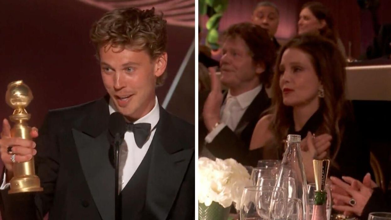 Austin Butler at the 2023 Golden Globes. Lisa Marie Presley at the 2023 Golden Globes.