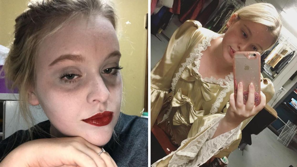 Author in ghost makeup and period costume.