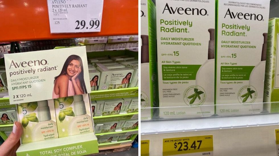 Aveeno positively radiant daily moisturizer.