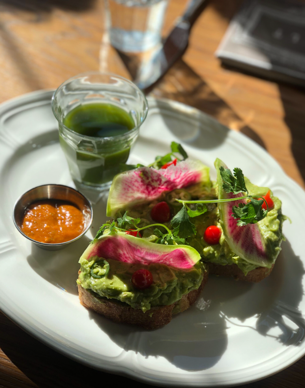 Avocado toast dish.