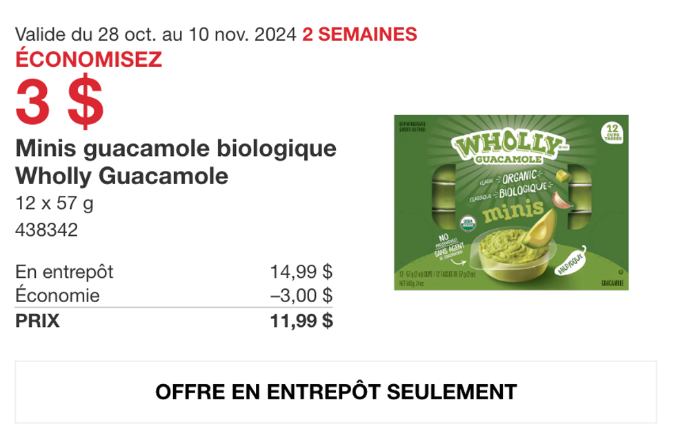 Avocats \u00e9cras\u00e9s biologiques de Wholly Guacamole.