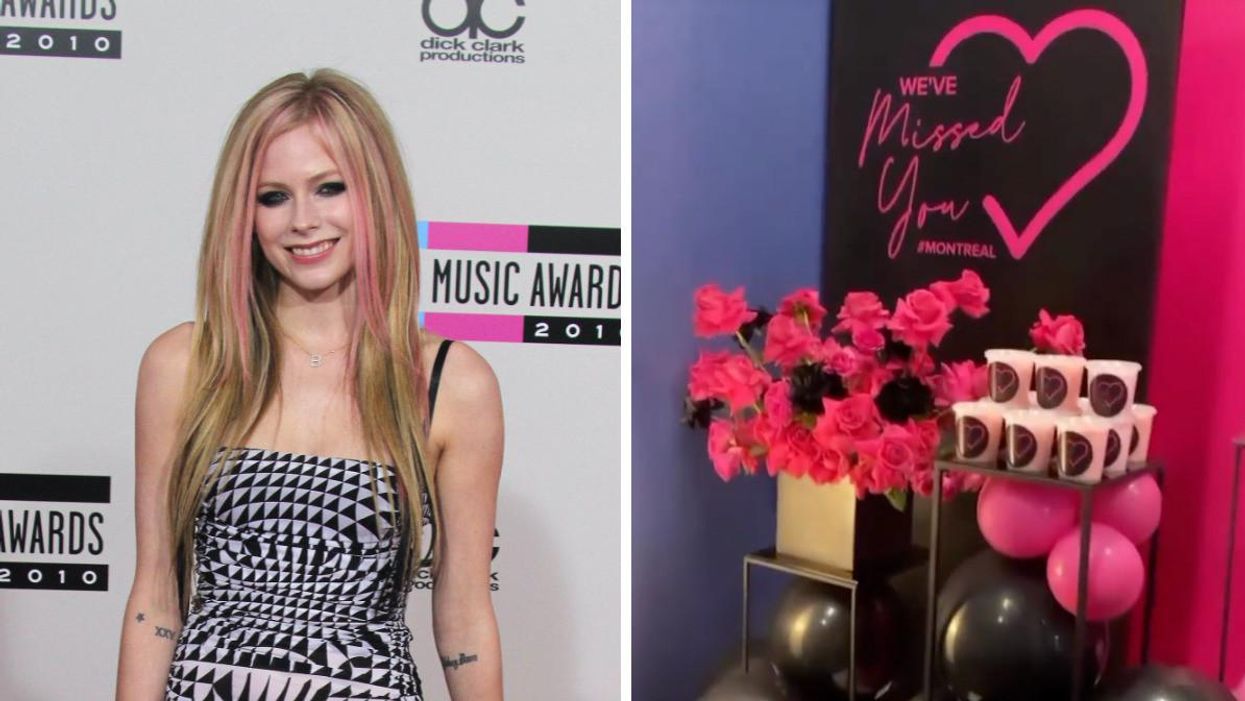 Avril Lavigne. Droite : Loge d'Avril Lavigne dans la région de Montréal.