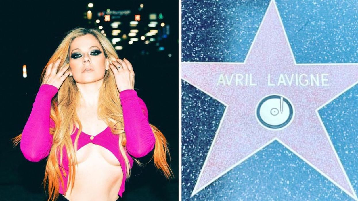 Avril Lavigne. Right: Avril Lavigne's star on the Hollywood Walk Of Fame.