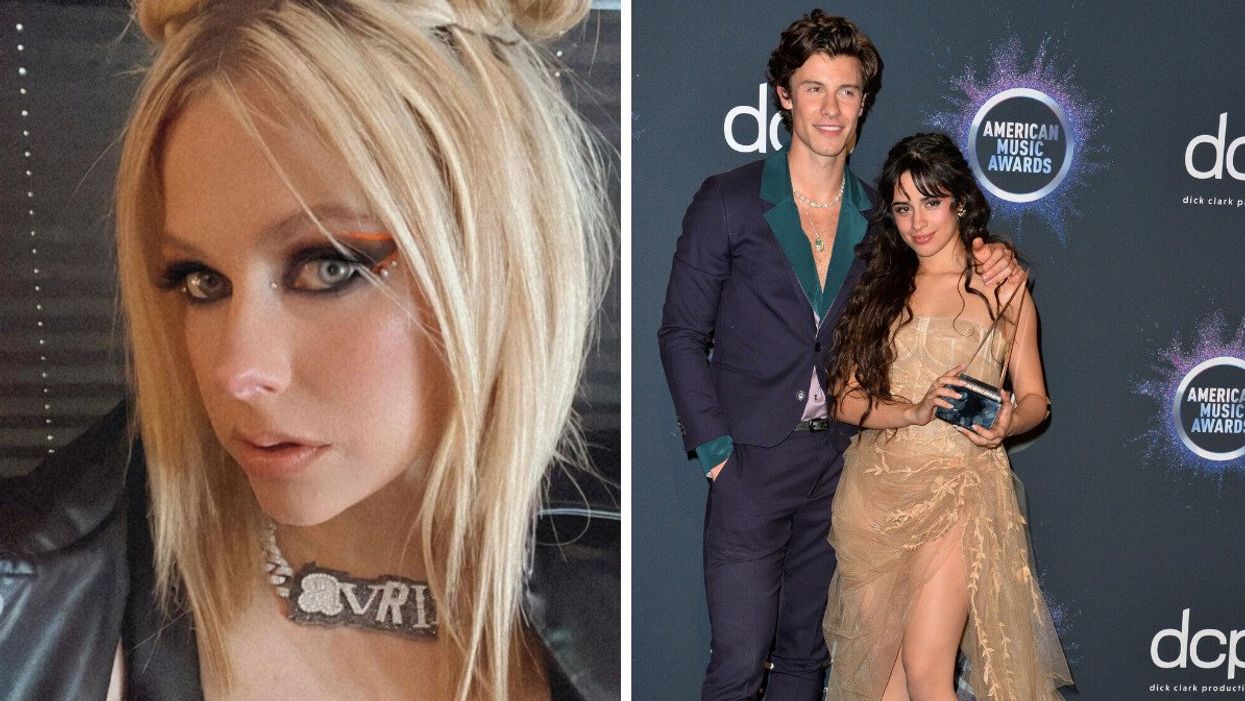 Avril Lavigne. Right: Shawn Mendes and Camila Cabello at the 2019 American Music Awards in L.A.