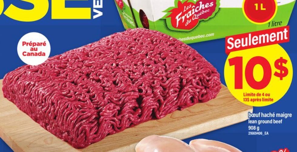 B\u0153uf hach\u00e9 maigre dans la circulaire de Maxi.