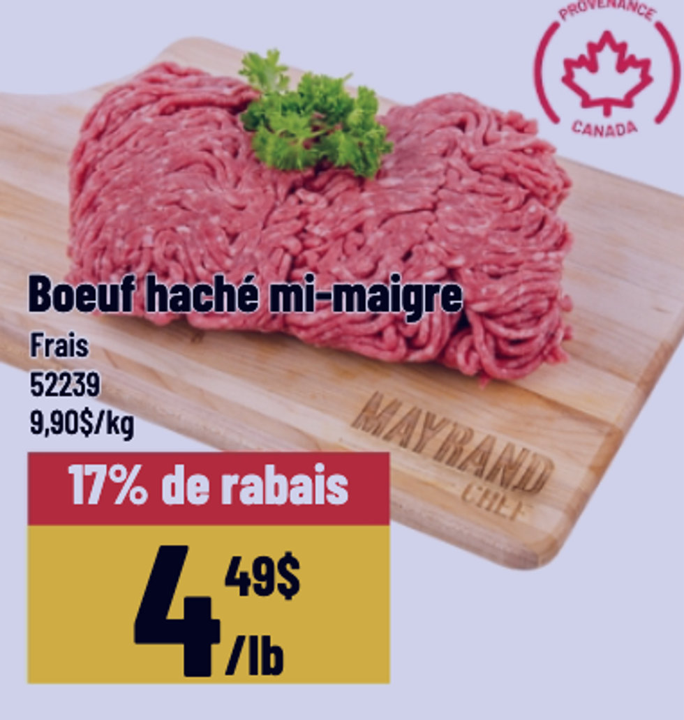 B\u0153uf hach\u00e9 mi-maigre dans la circulaire du Mayrand.