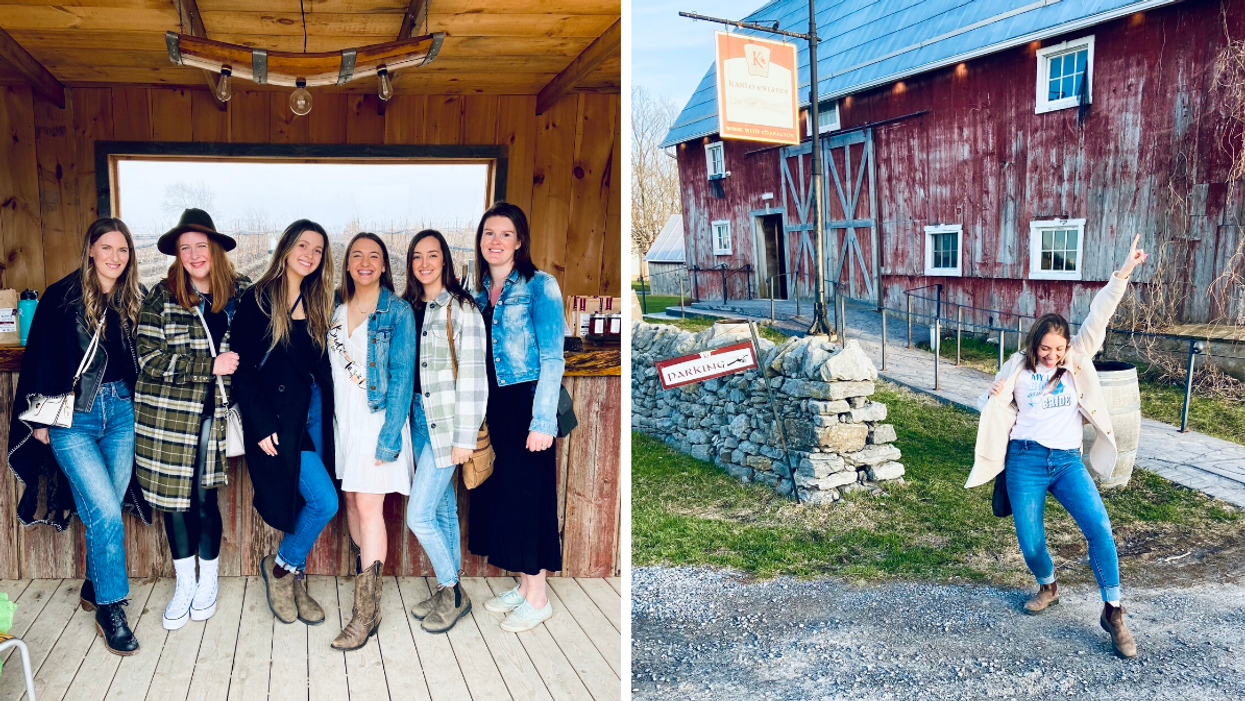 Bachelorette group wine tasting in Prince Edward County, Ontario.