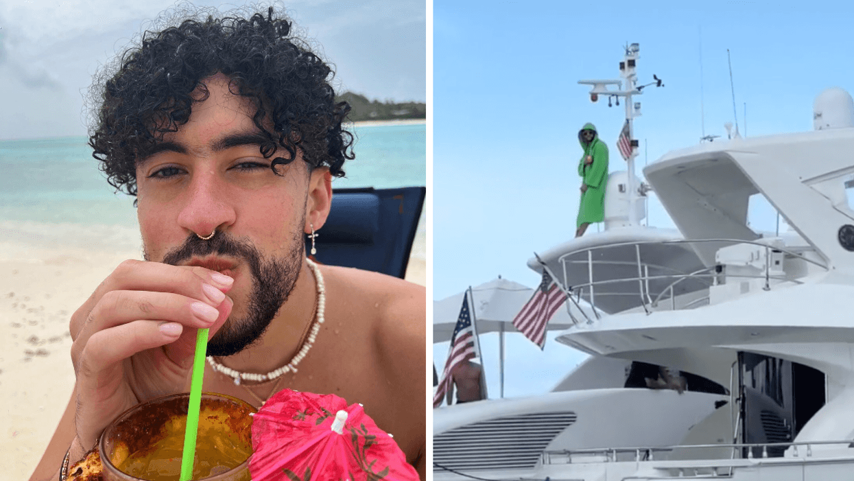 Bad Bunny Was Seen On A Yacht In Miami Fans Can T Get Over A Green Robe He Wore For Days Narcity Bad Bunny Was Seen On A Yacht In Miami Fans Can T Get Over A Green Robe He Wore For Days Narcity