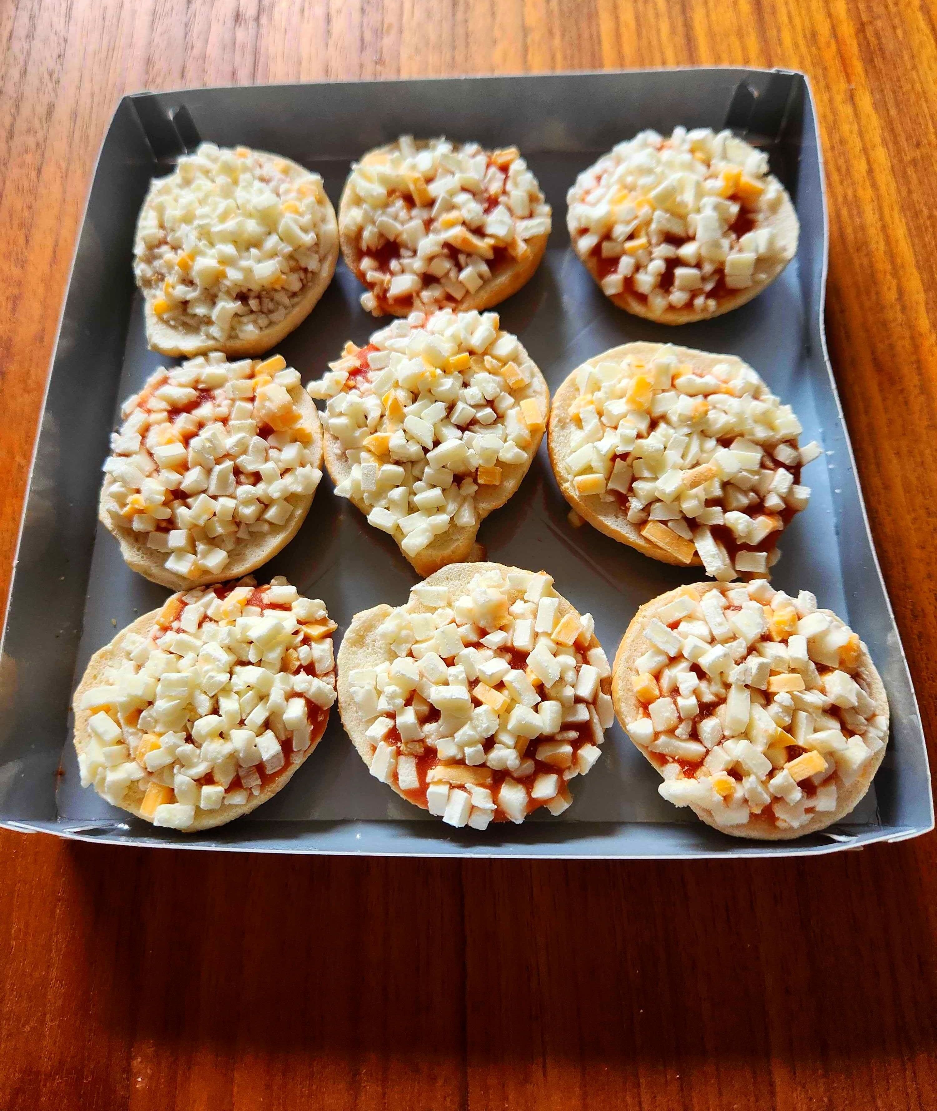 Bagel Bites on a tray.