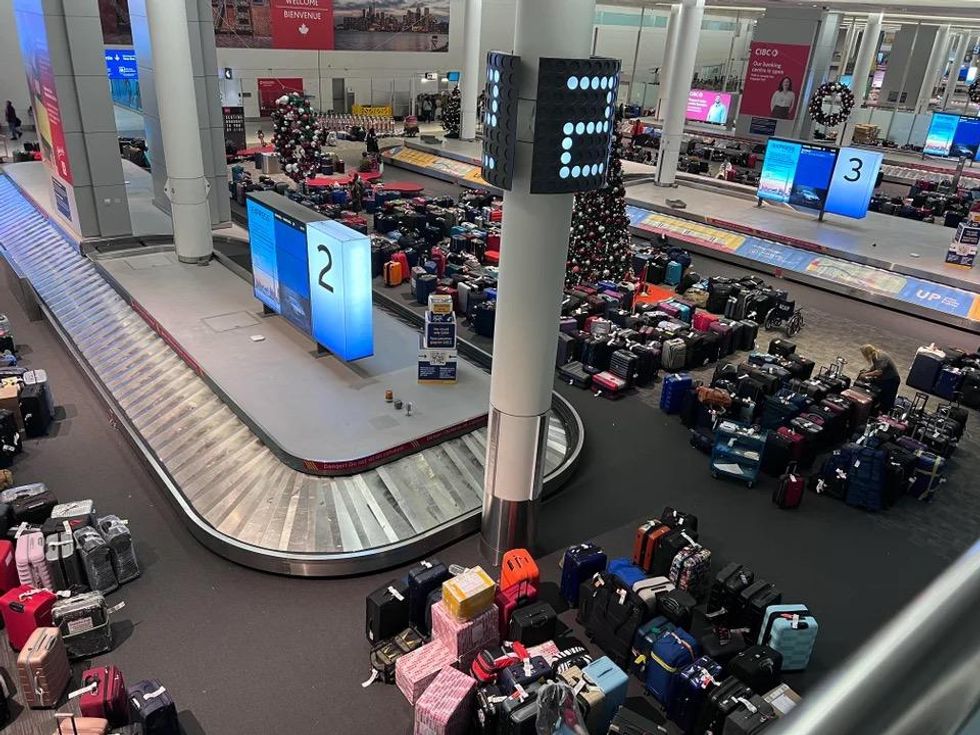 Baggage claim at Toronto Pearson Airport.