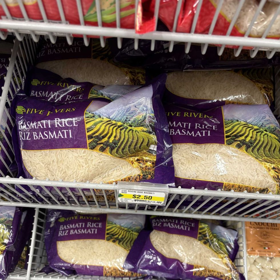 bags of Basmati rice at Dollarama