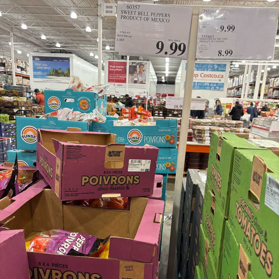 bags of bell peppers in boxes at costco