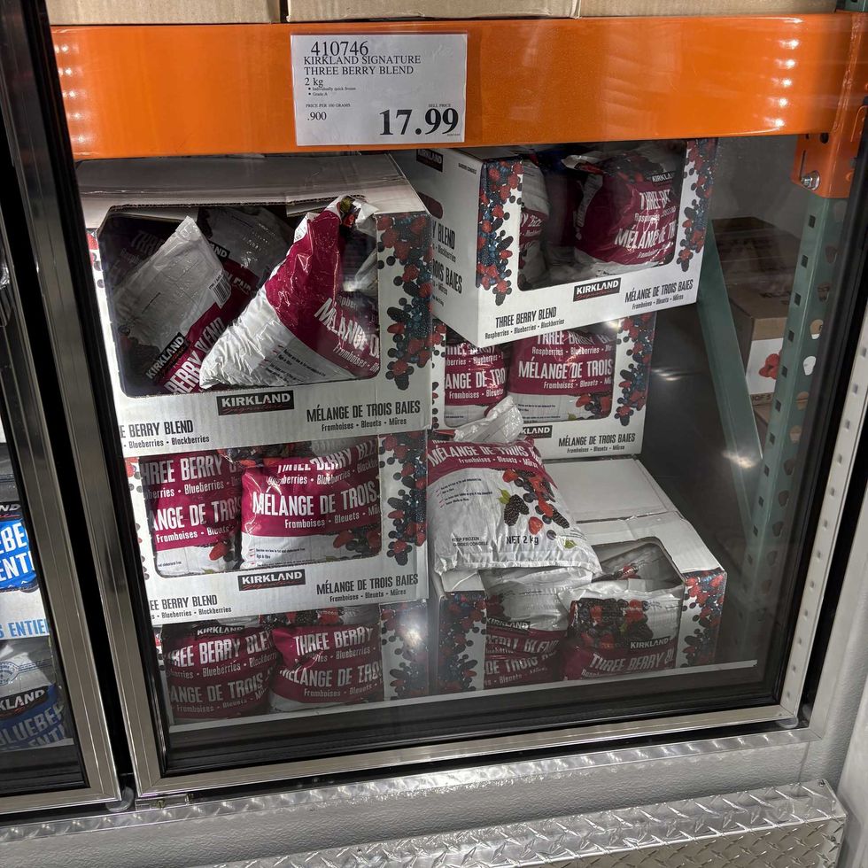 bags of Kirkland Signature frozen berry blend at costco