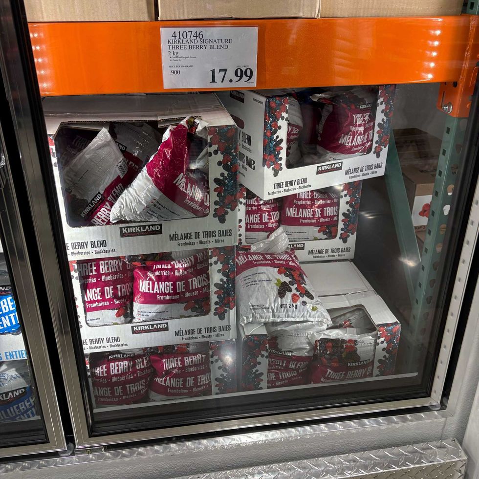 bags of Kirkland Signature frozen three berry blend