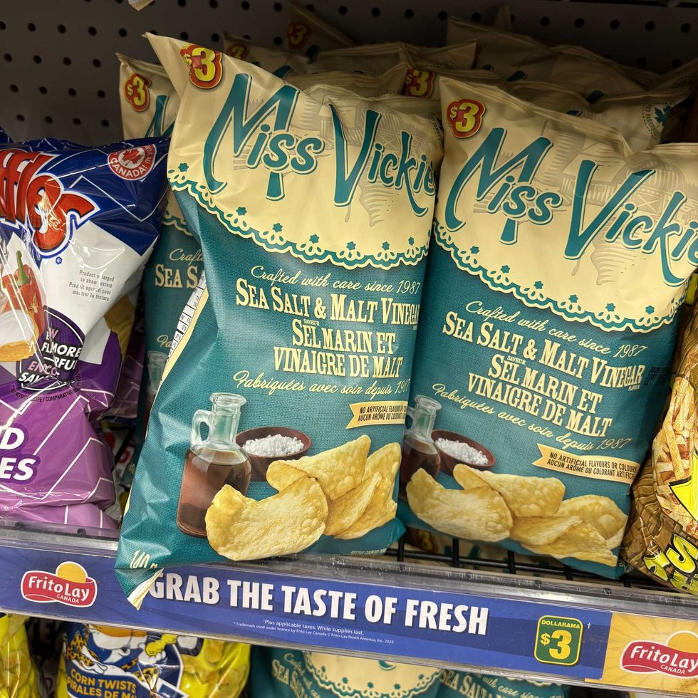 bags of Miss Vickie's chips at Dollarama