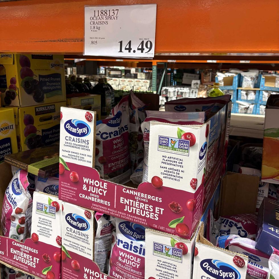 bags of Ocean Spray craisins at Costco