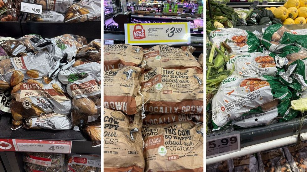 bags of potatoes at metro, longo's and fortinos
