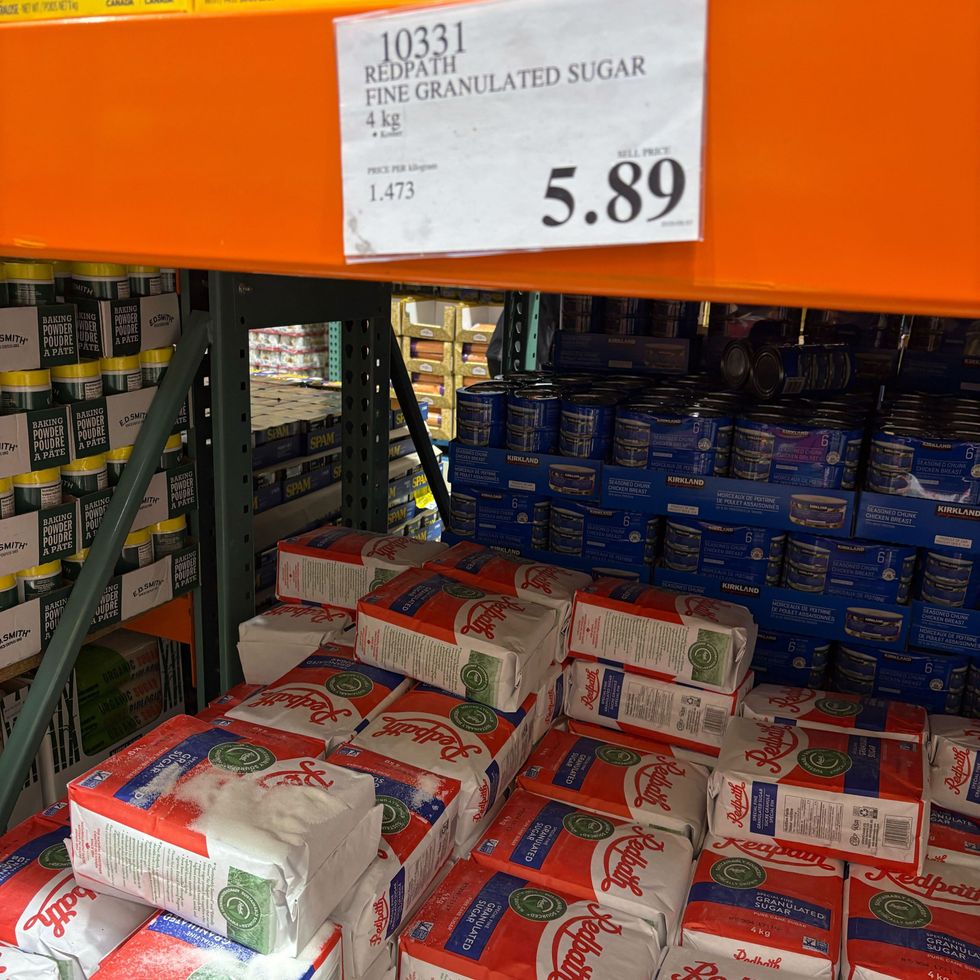 bags of Redpath granulated sugar at Costco