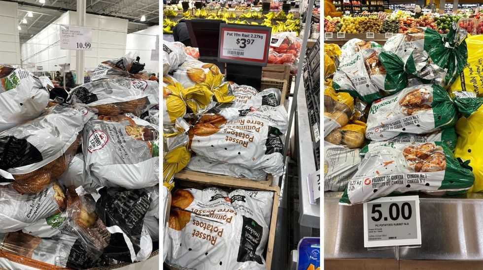 bags of russet potatoes at costco, walmart and loblaws