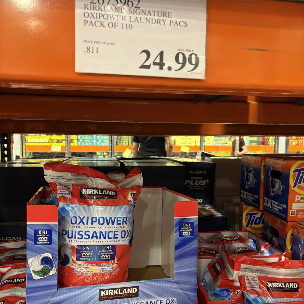 bags of \u200b\u200bKirkland Signature Oxi Power laundry detergent pods at costco