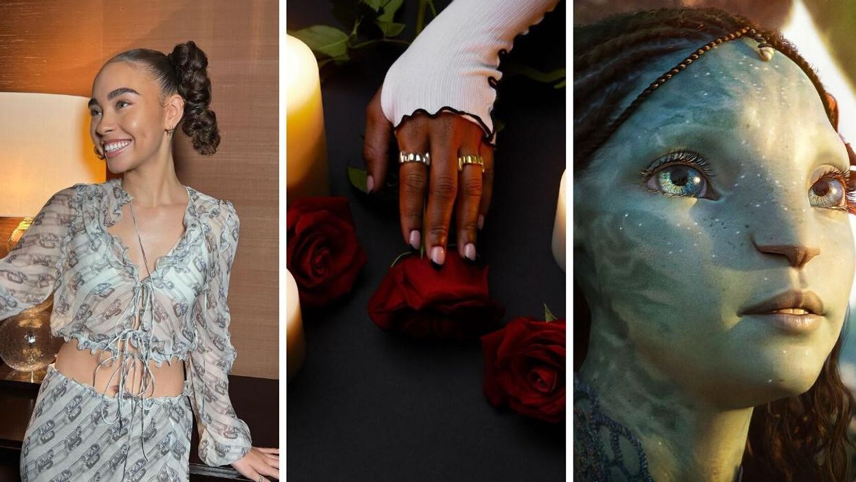 Bailey Bass. Middle: Baby Vamp Rings. Right: Bailey Bass as Tsireya in "Avatar: The Way Of Water."