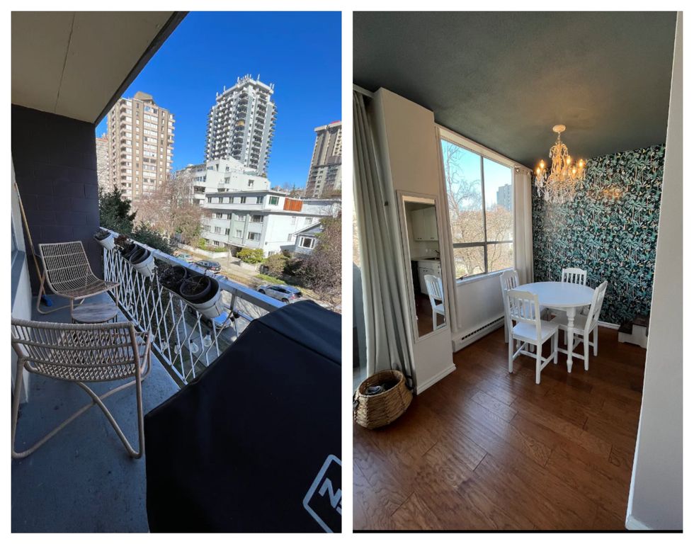 Balcon. Droite : Salle \u00e0 manger.