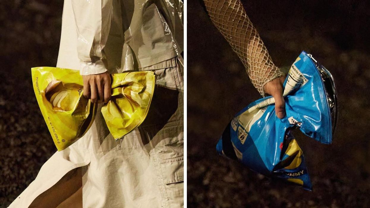 Balenciaga's new Lays chip bag on the runway.