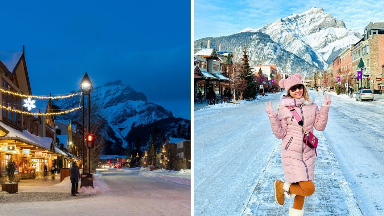 Banff, Alberta. Right: Persone in Banff.