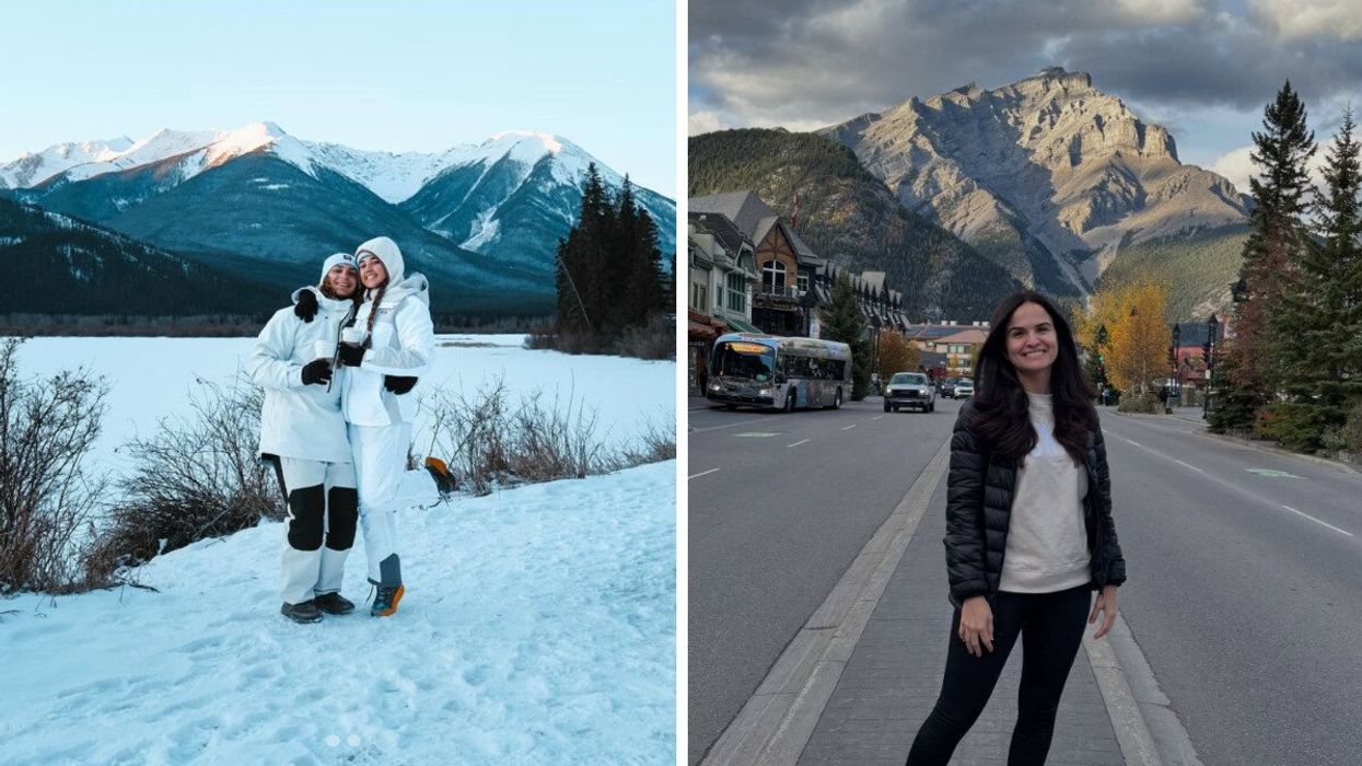 Banff, Alberta. Right: Small town near Calgary.