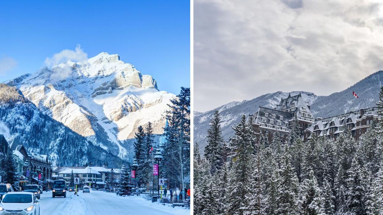 Banff town. Right: Fairmont Banff Springs