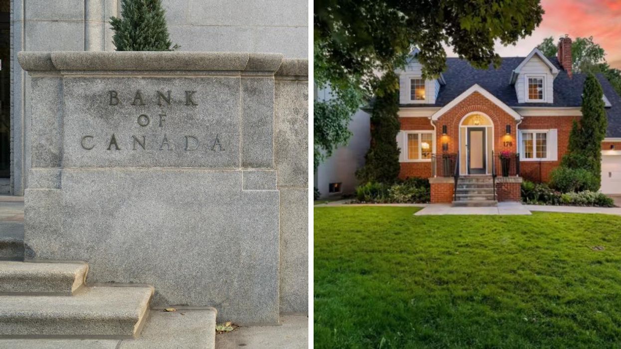 Bank of Canada building. Right: Home for sale in Toronto, Ontario.