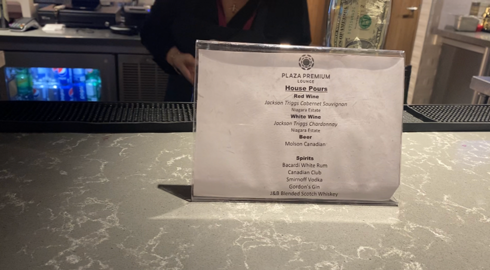 bar menu plaza premium international lounge terminal 3 pearson airport