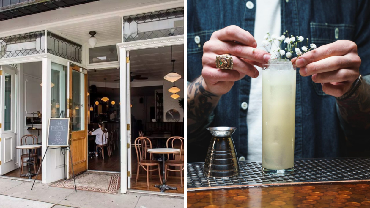 Bar Pompette in Toronto. Right: A cocktail from Civil Liberties in Toronto.
