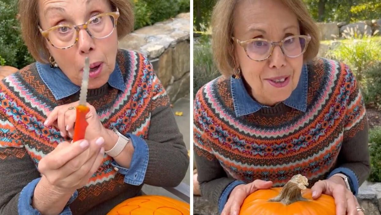 Barbara Costello's TikTok video about pumpkin carving hacks.