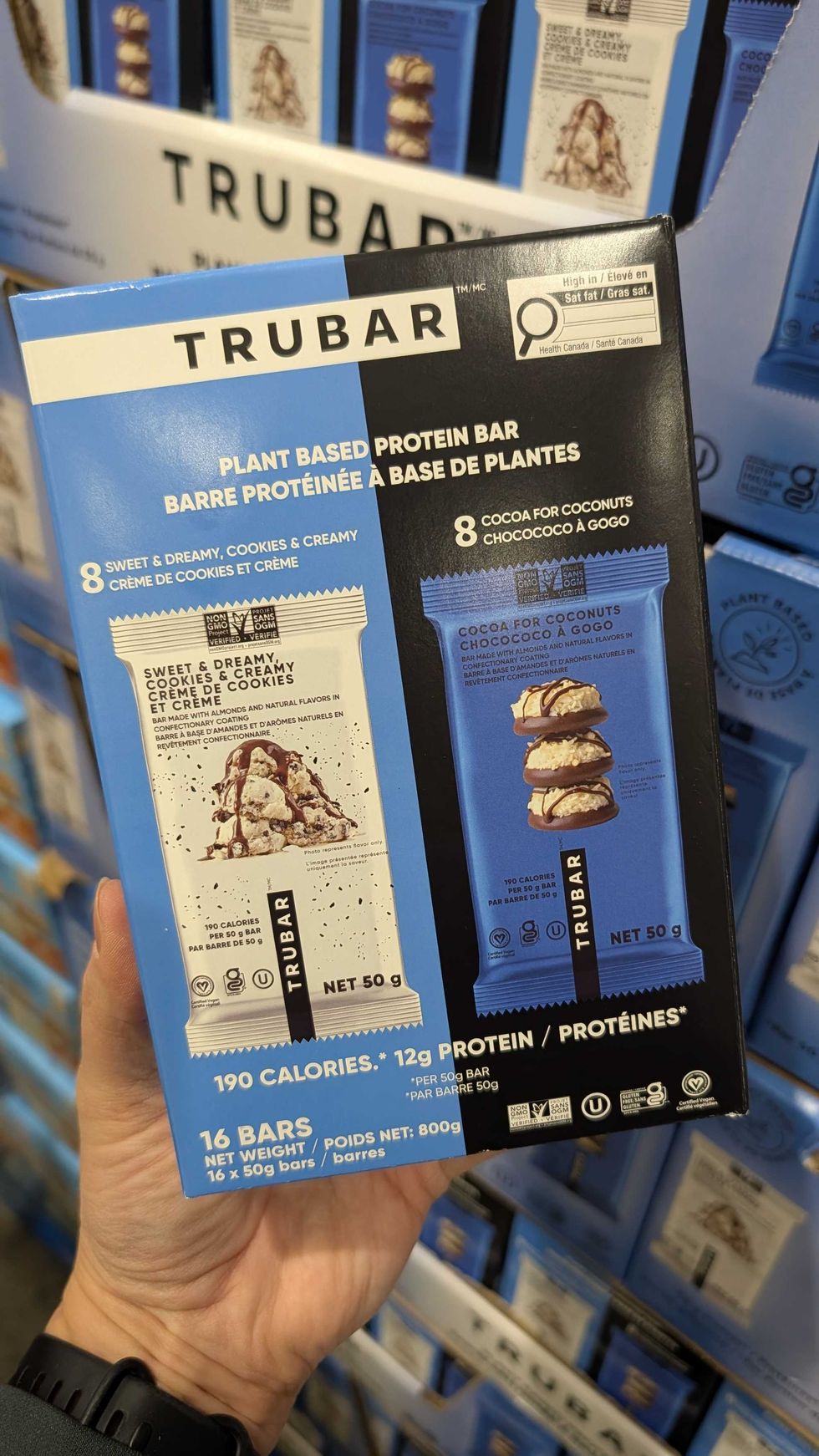 Barres prot\u00e9in\u00e9es v\u00e9ganes de la marque TRUBAR.