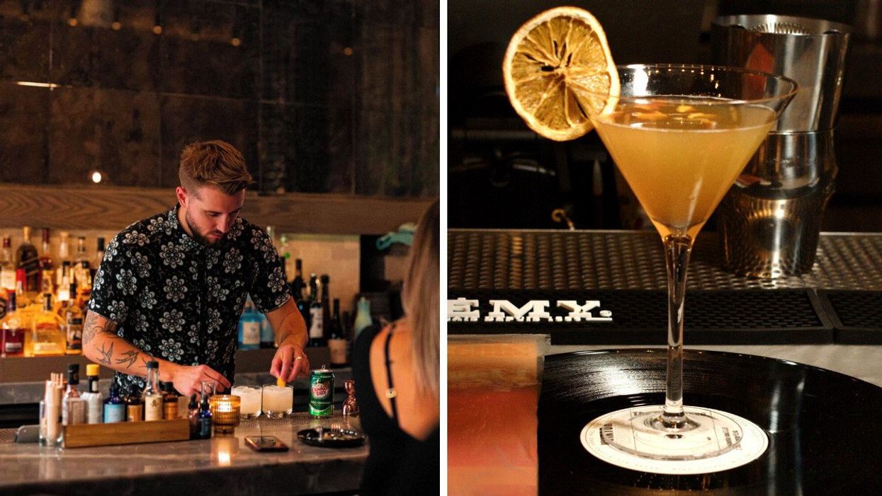 Bartender Nicholas Elliott at Bar Chica. Right: A Miller Tavern cocktail by bartender Rob Montgomery.