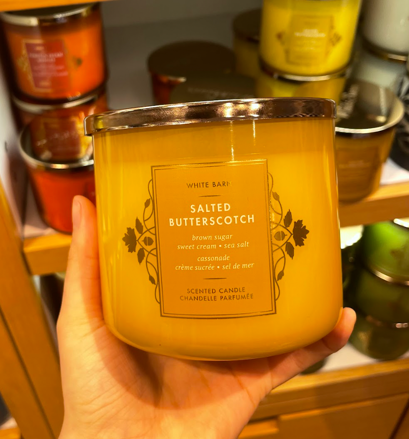 Bath & Body Works candle "Salted Butterscotch."