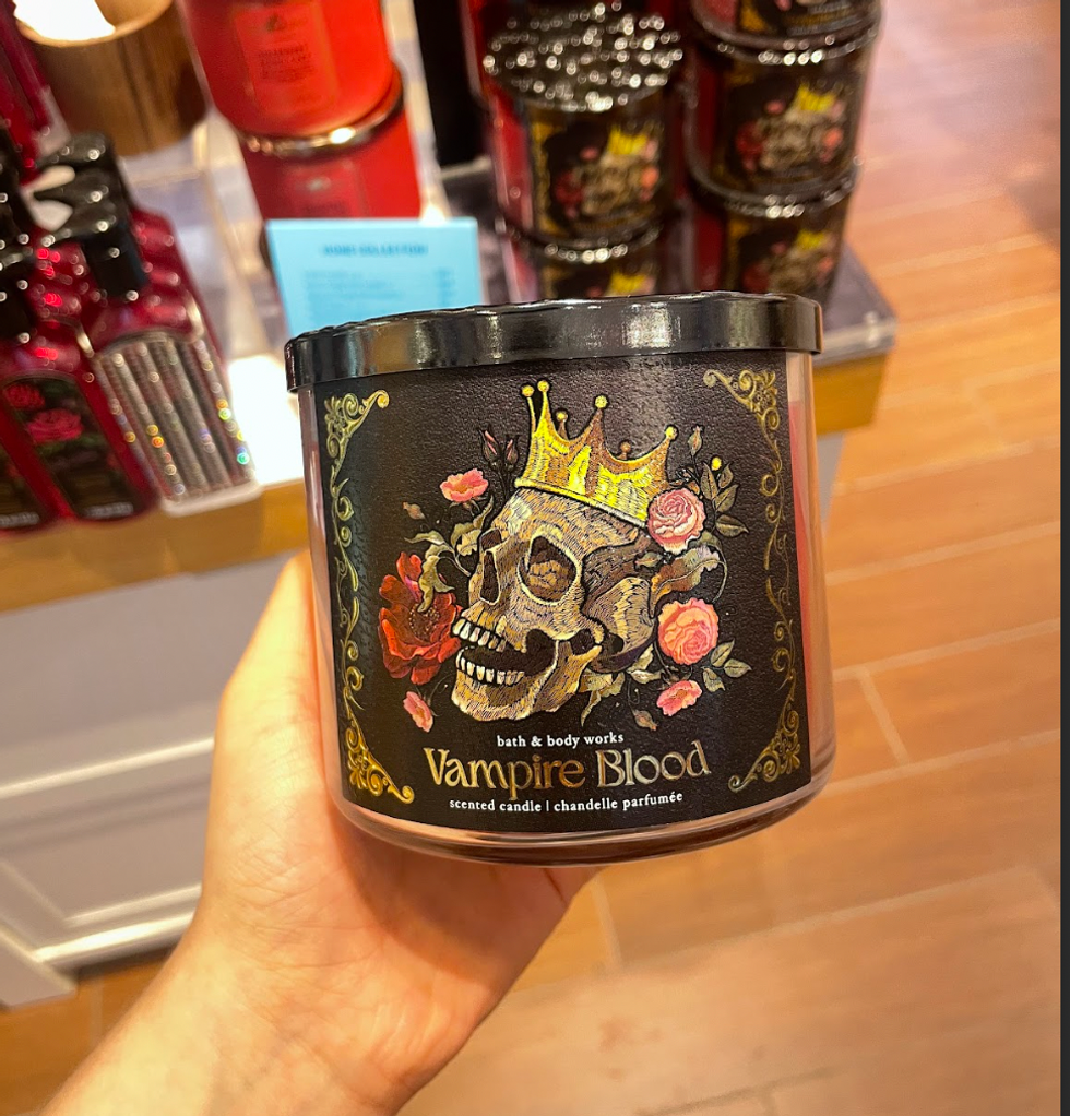 Bath & Body Works candle "Vampire Blood."