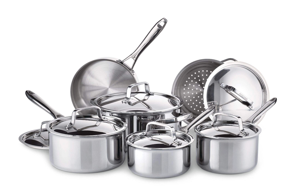 Batterie de cuisine PADERNO Professionelle canadienne, lamin\u00e9e, allant au four, paq.12.