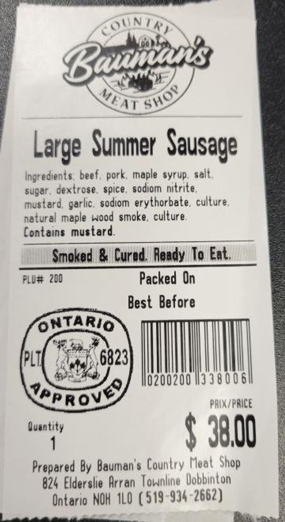 Bauman's Country Meat Shop brand Summer Sausages.