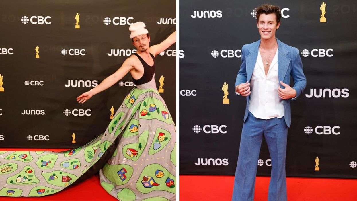 bbno$ on the JUNOS red carpet. Right: Shawn Mendes at the JUNOS.