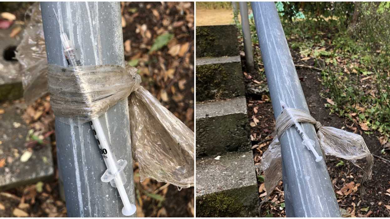 BC Park Had A Needle Tied To A Railing Yesterday & It Looks So Dangerous