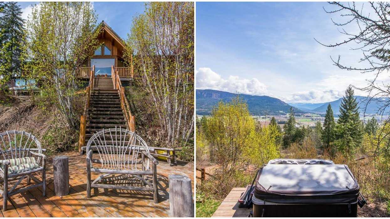 BC Real Estate: A Wood Cabin With A Hot Tub & Lake Views Is On Sale For $600K