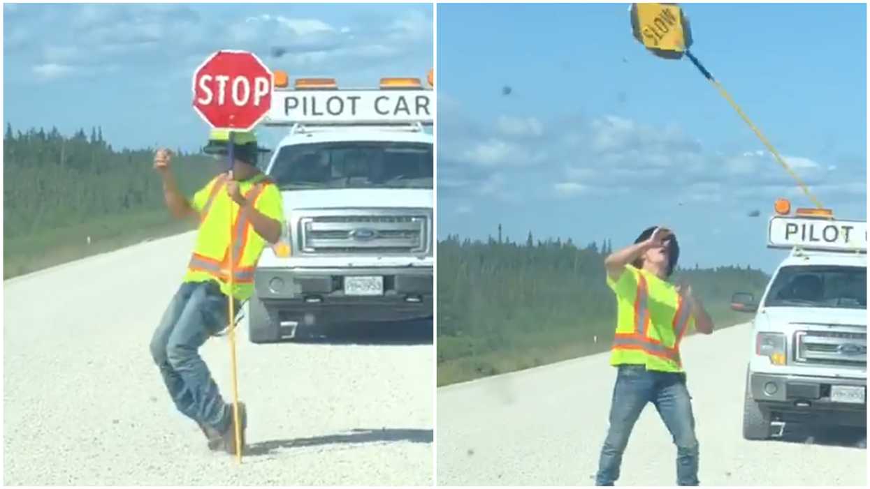 BC Traffic Controller Is The Michael Jackson Of Construction Work (VIDEO)