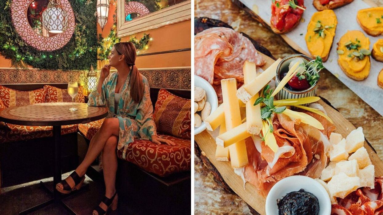 Beautiful interiors at The Casbah Restaurant. Right: Charcuterie board at Vero Bistro, Calgary.