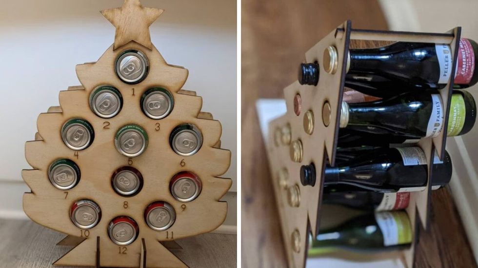 Beer advent calendar. Right: Wine advent calendar.