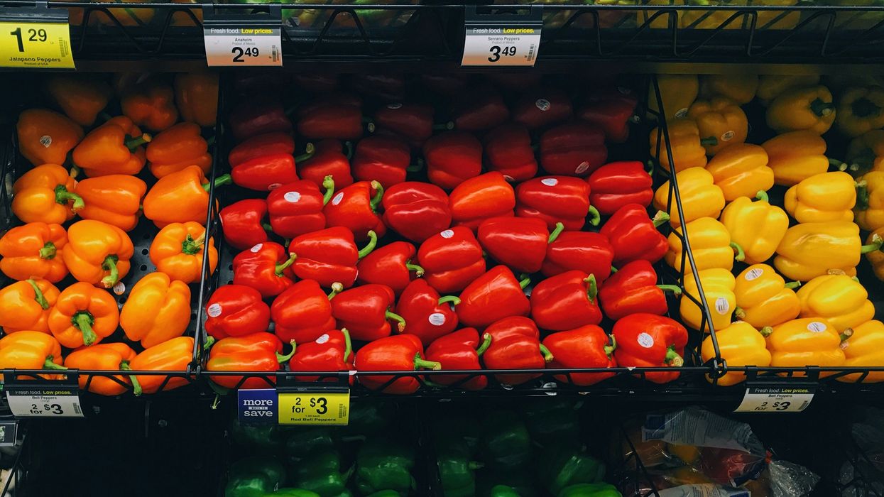 Bell peppers at a grocery store.