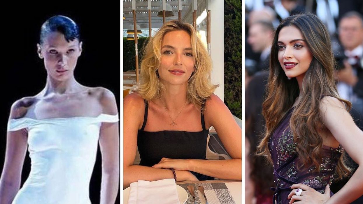 Bella Hadid in her spray-on dress. Middle: Jodie Comer. Right: Deepika Padukone.