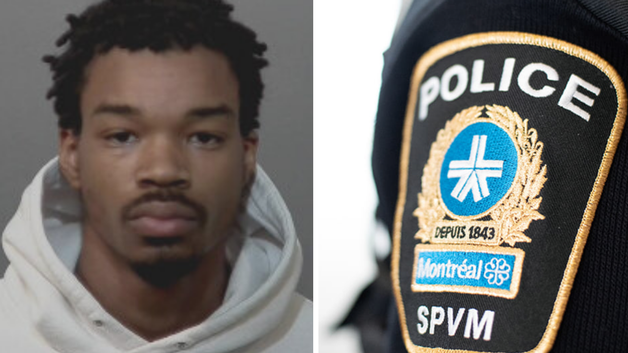 Benjamin Webster. Droite : Emblème du SPVM.