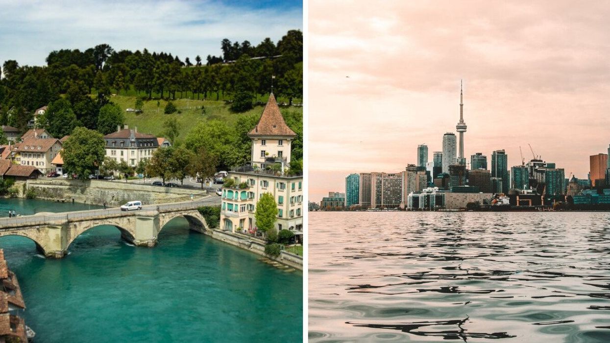 Bern in Switzerland. Right: Toronto
